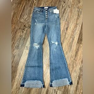 Cello Distressed Light Blue High Rise Skinny Flare Jeans NWT📣